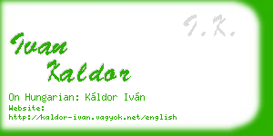 ivan kaldor business card